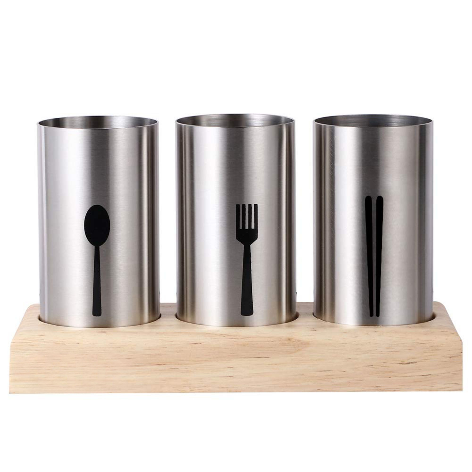 Cutlery Holder with Wood Base 3pc osbshop.pk