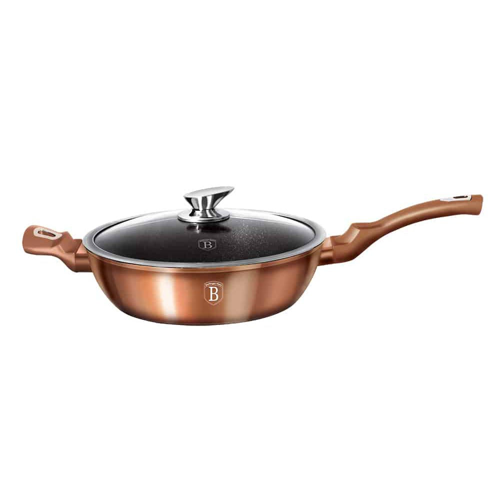 Deep Frying Pan With Lid (3.8 L) Rose Gold osbshop.pk