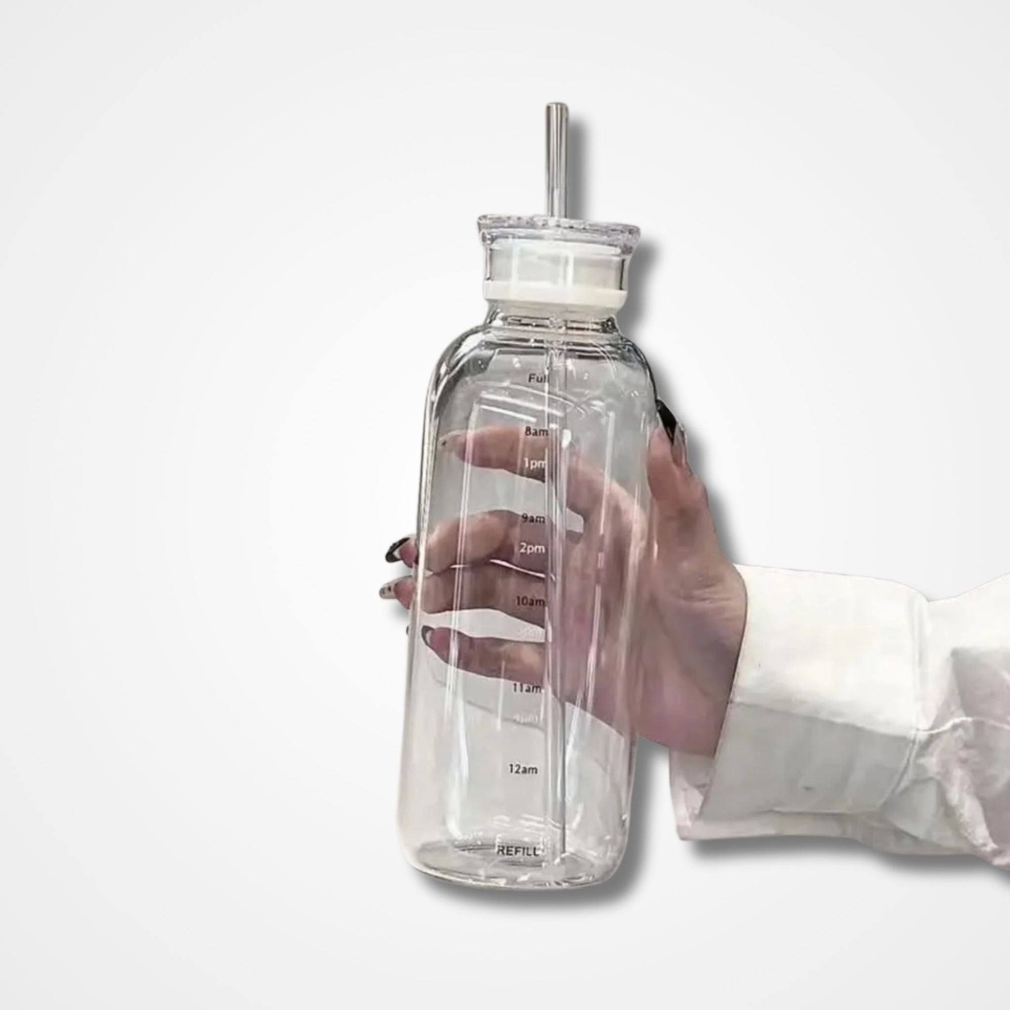 Transparent Glass Bottle with Straw osbshop.pk