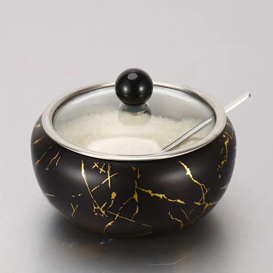 Stainless Steel Coffee Sugar Bowl With Spoon