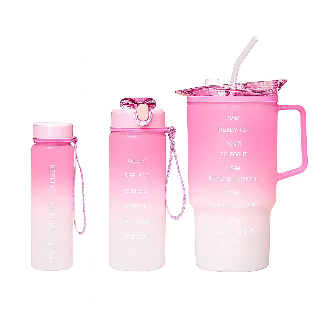 3-Piece Gradient Plastic Water Bottle Set