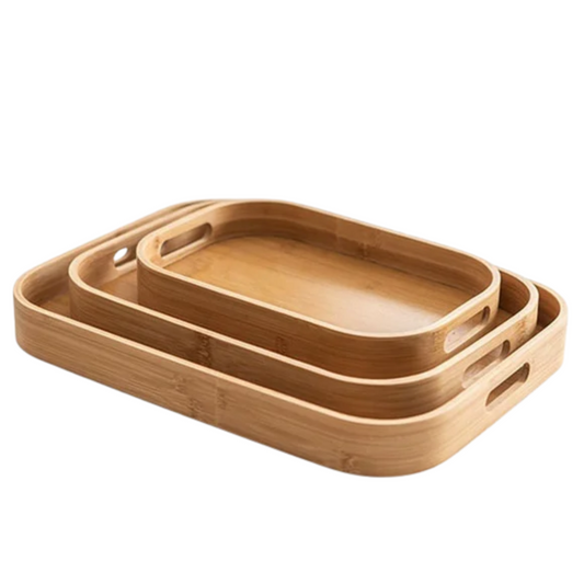 Rectangular Wooden Tray with Handle