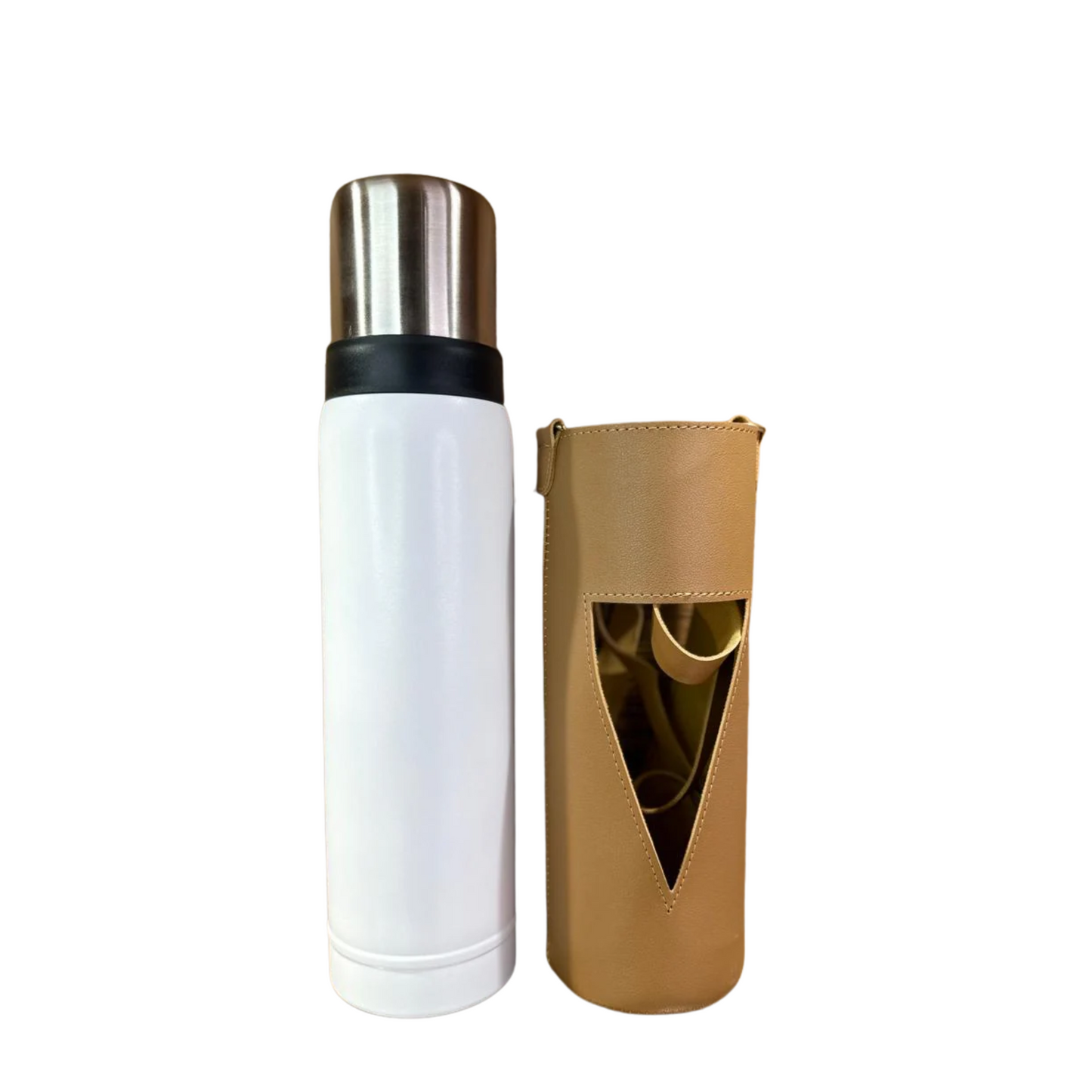 Stainless Steel with Leather cover & strap 200ml