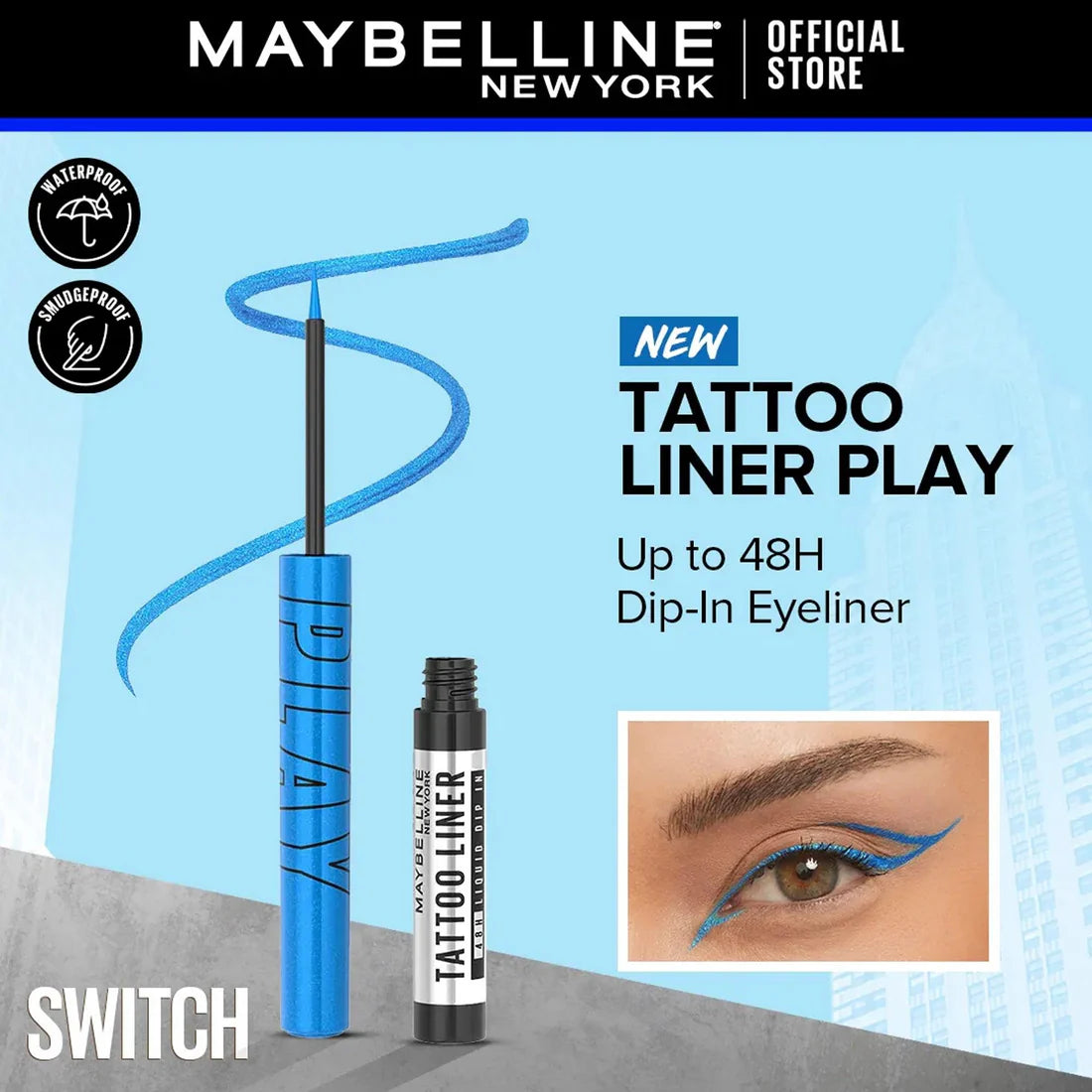 Maybelline Tattoo Liner Play 48H Liquid Metallic Blue 2.1ml osbshop.pk
