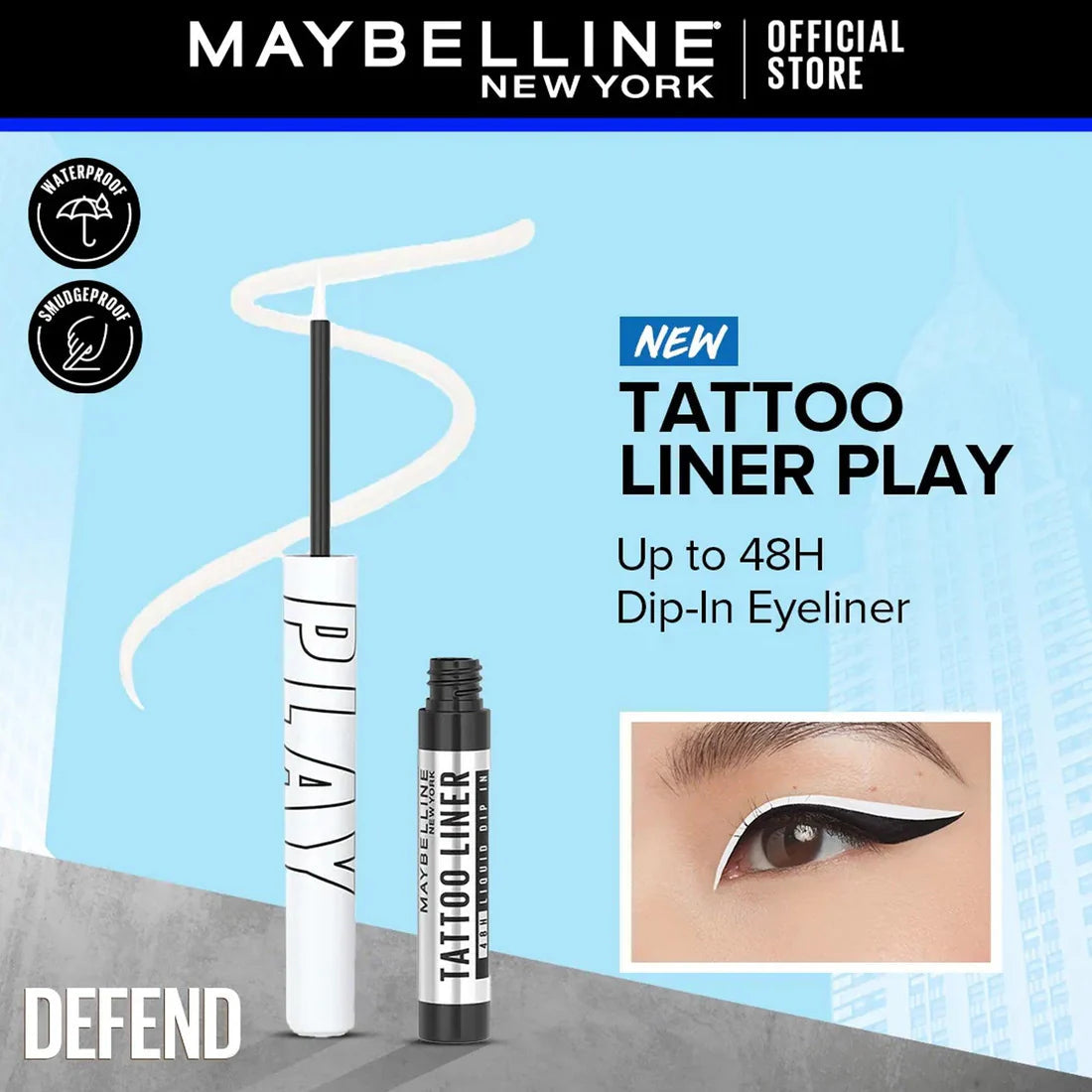 Maybelline Tattoo Liner Play 48H Defend Matte White 2.1ml osbshop.pk