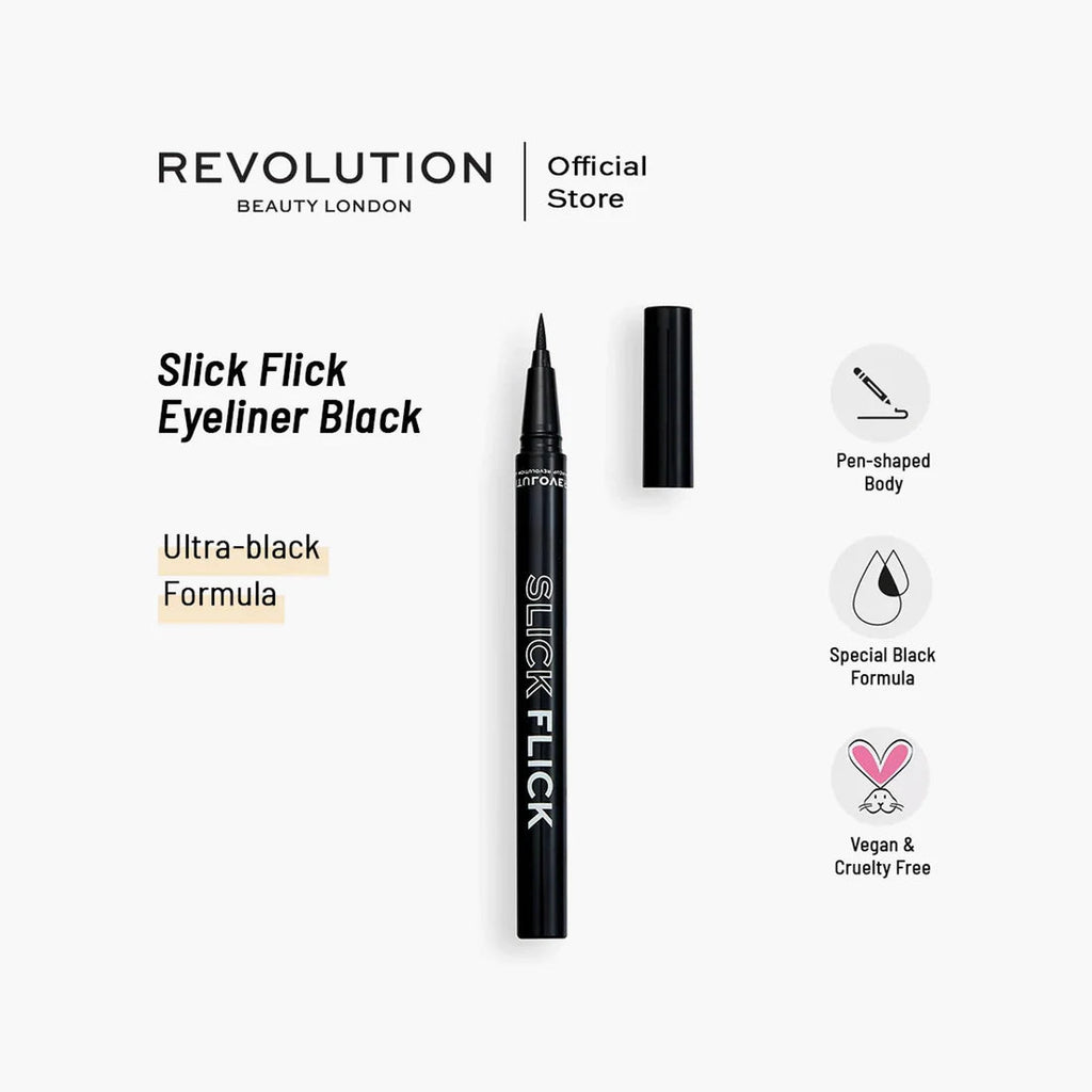 Revolution Slick Flick Eyeliner Black 0.7gm osbshop.pk