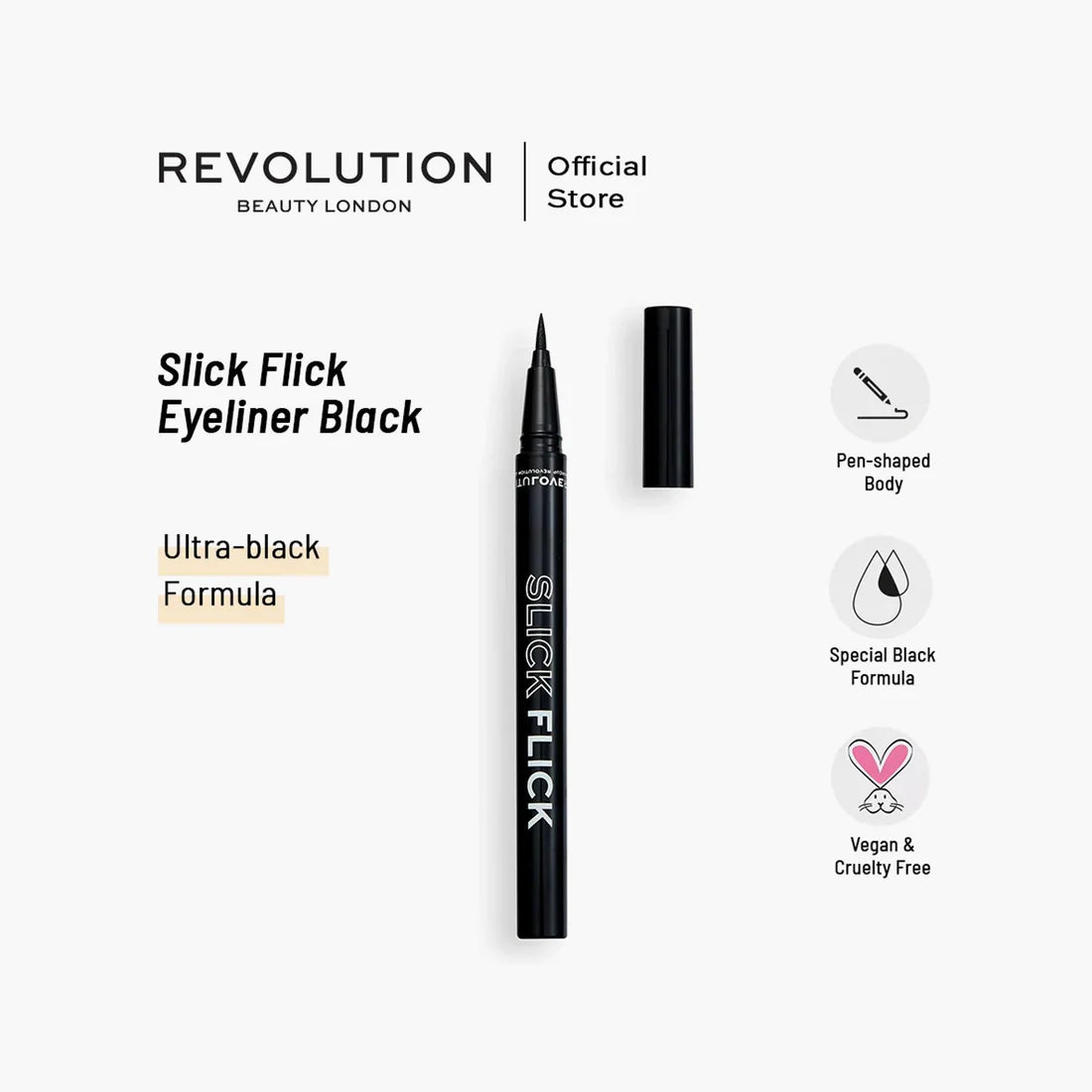 Revolution Slick Flick Eyeliner Black 0.7gm osbshop.pk