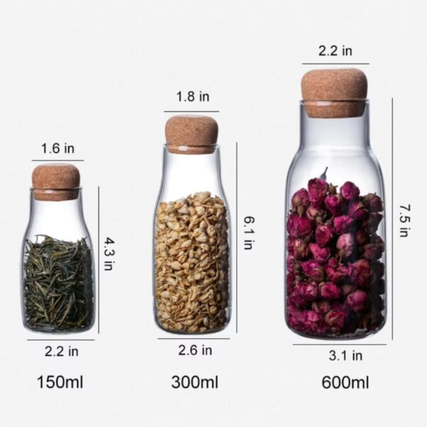 Clear Glass Storage Jar With Cork Lid - Image 3
