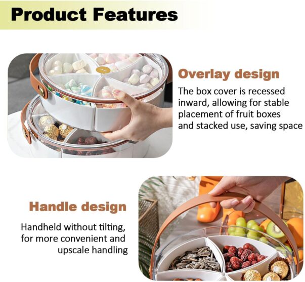 Divided Serving Tray with Lid and Handle - Image 3