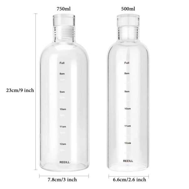 Glass Water Bottle With Time Marker - Image 3