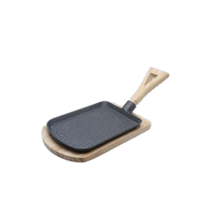 Cast Iron Sizzler With Wooden Base
