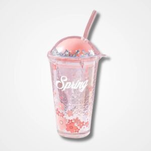 Premium Pink Flower Glass Tumbler