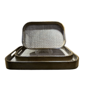 Wooden Serving Tray With Jute Matting